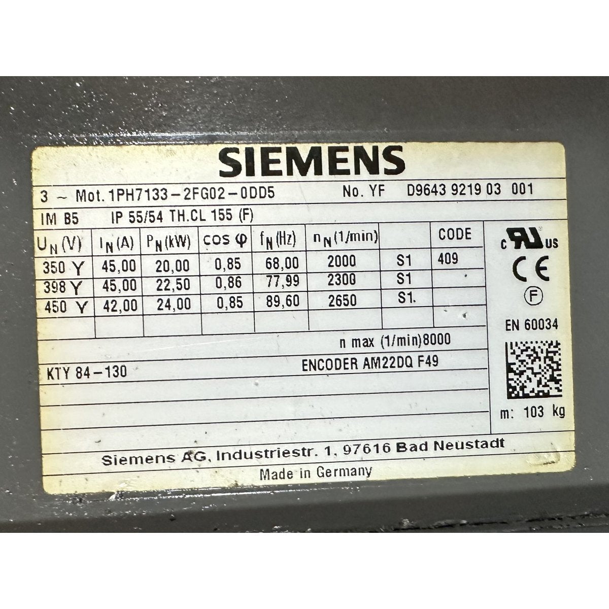 Siemens 1PH7133-2FG02-0DD5-4