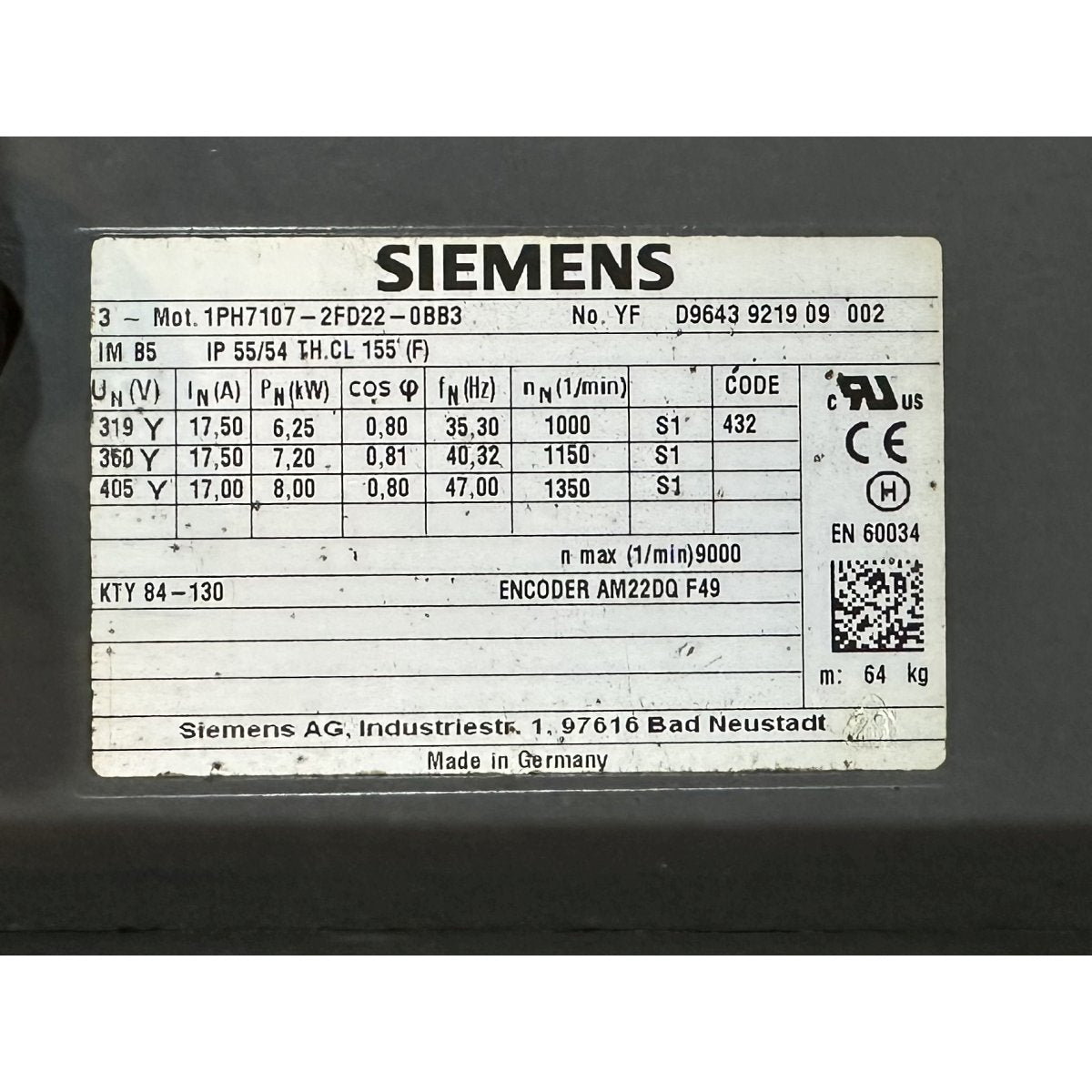 Siemens 1PH7107-2FD22-0BB3-4