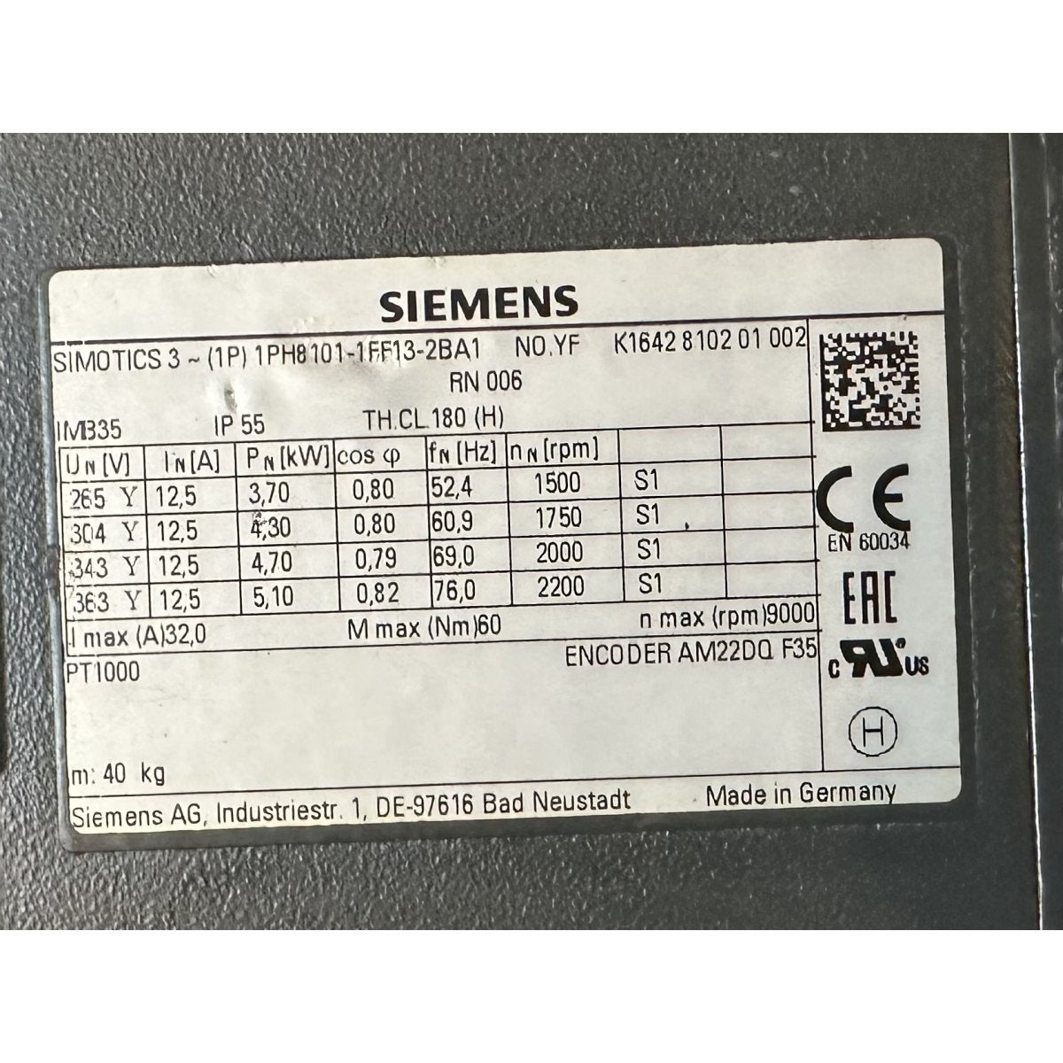 Siemens 1PH8101-1FF13-2BA1-4