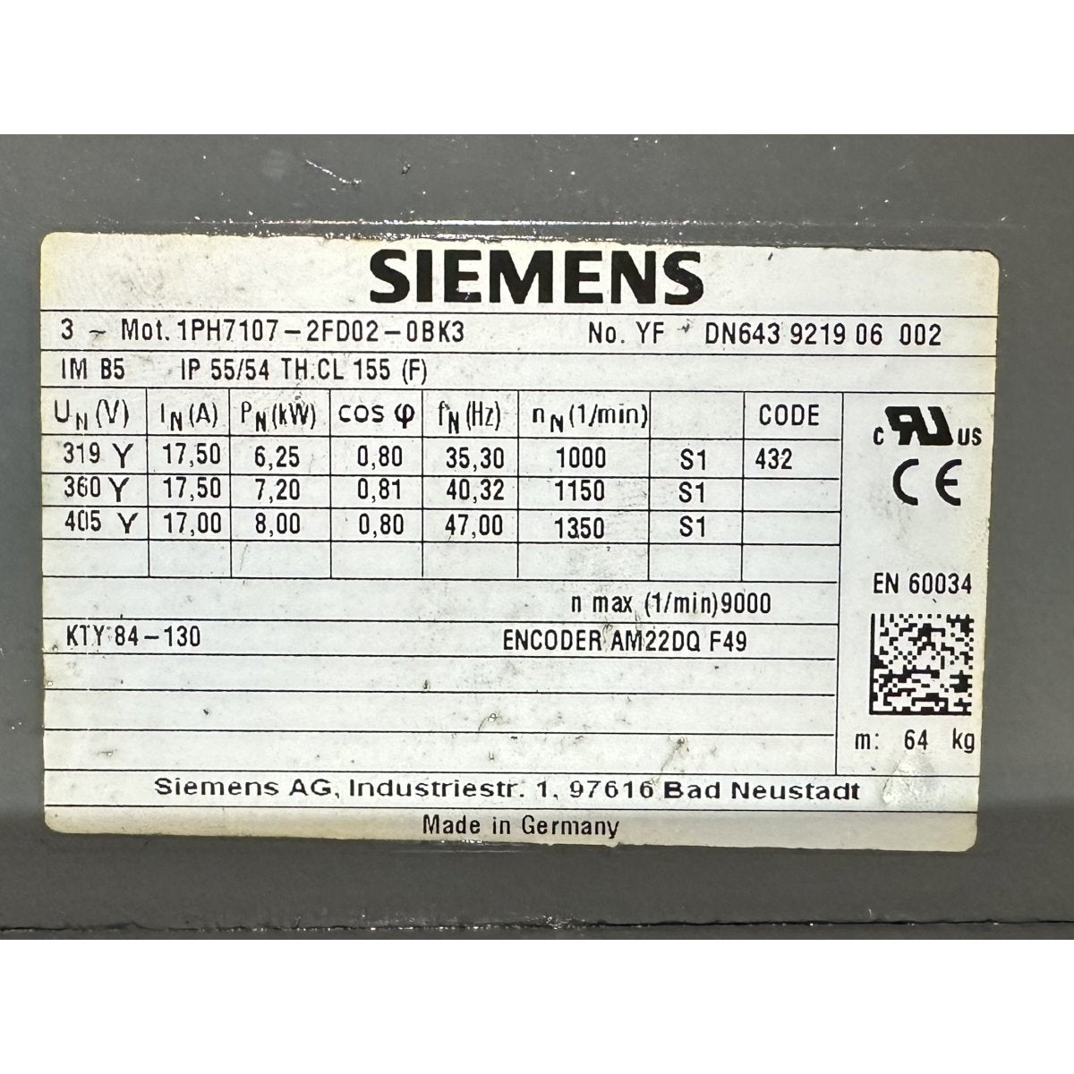 Siemens 1PH7107-2FD02-0BK3-4