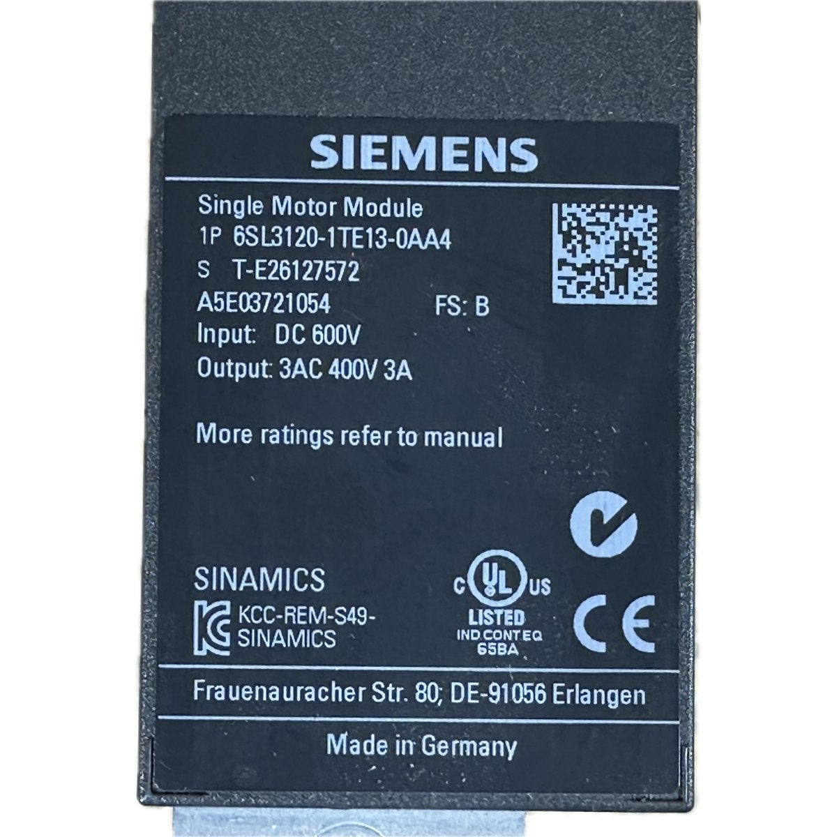 Siemens 6SL3120-1TE13-0AA4-4