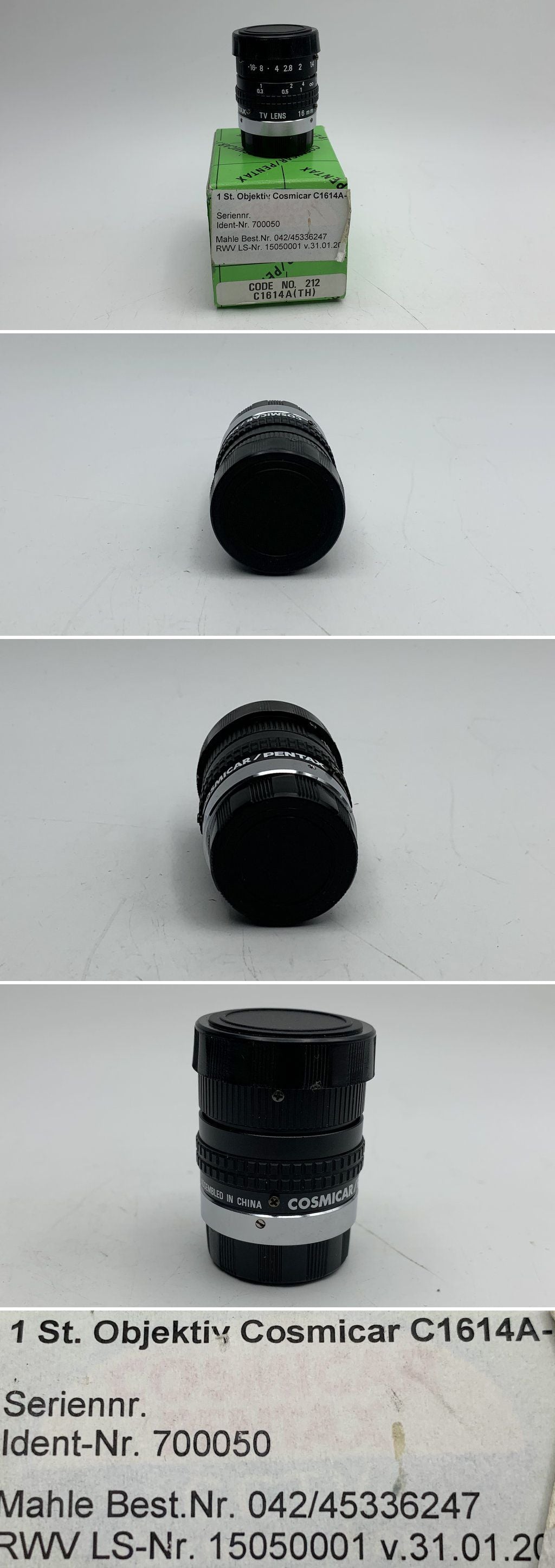 LK1595 Objektiv Cosmicar Pentax C1614A-TH	