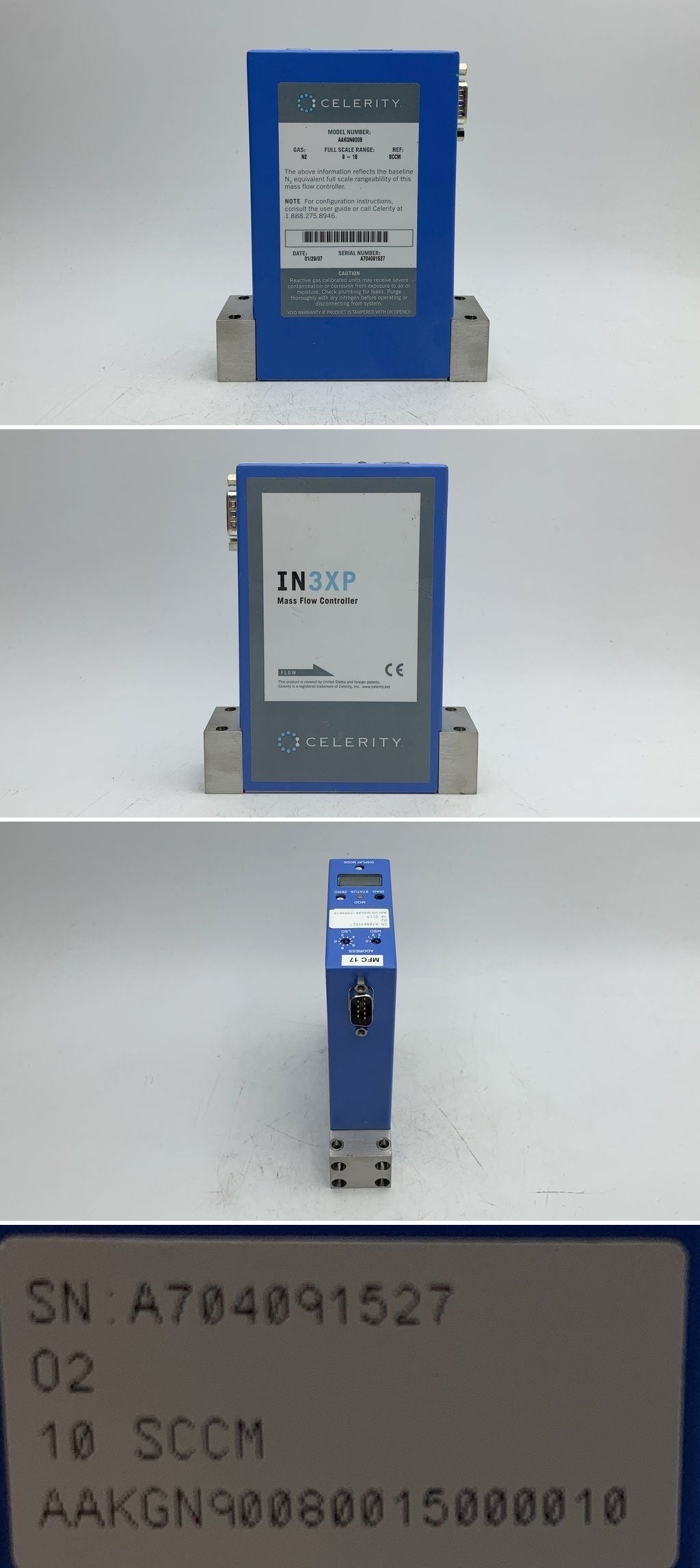 LK1797 Massenflussregler Mass Flow Controller Celerity AAKGN9008 IN3XP 10sccm	