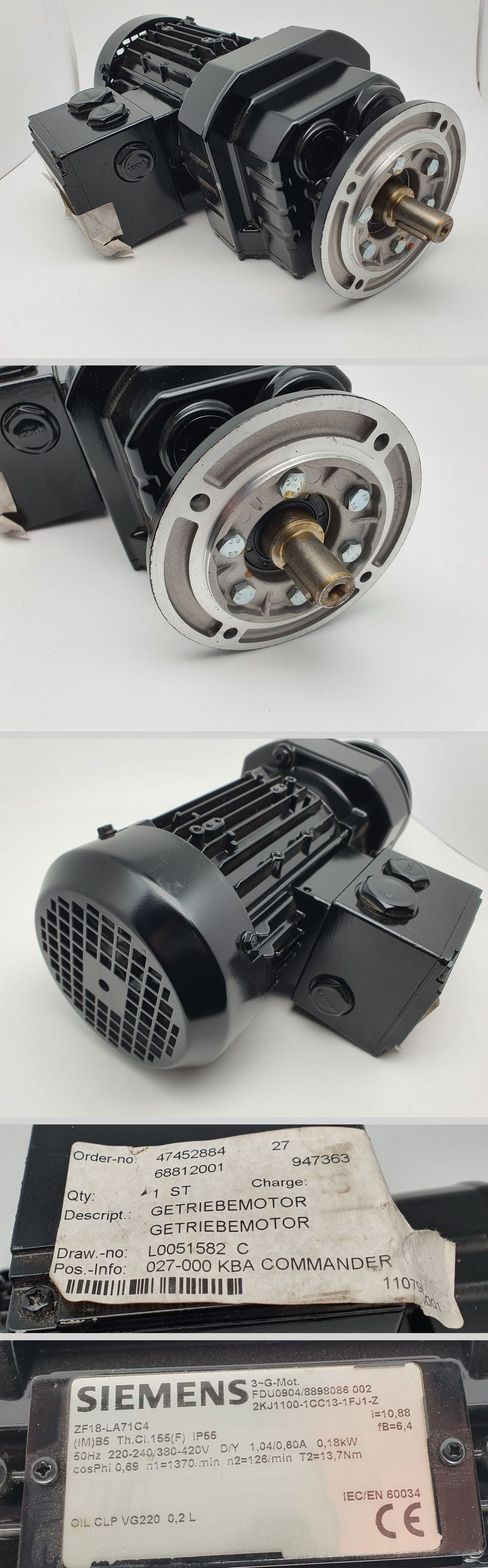 LK2463 Elektromotor Siemens 2KJ1100-1CC13-1FJ1-Z 126U/min 13,7Nm