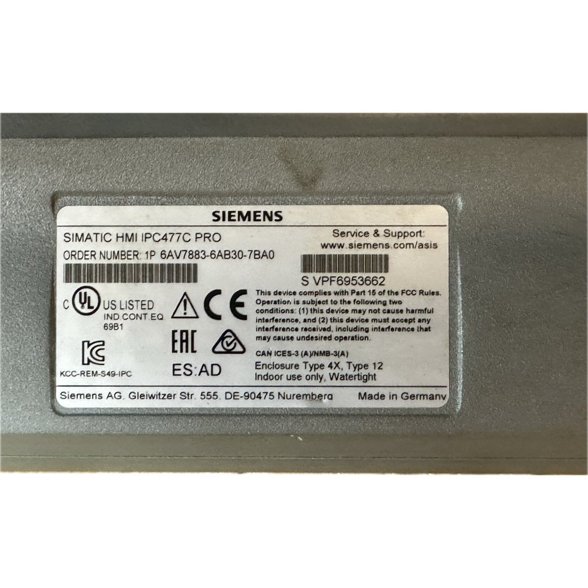 Siemens 6AV7 883-6AB30-7BA0-4