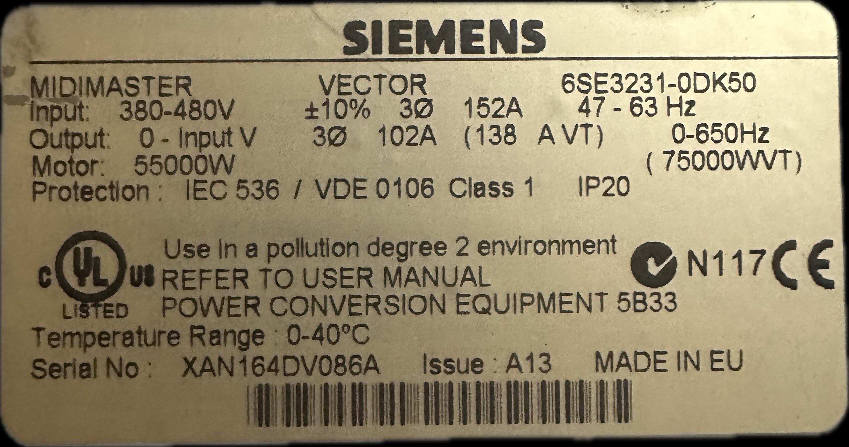 Siemens 6SE3231-0DK50-4