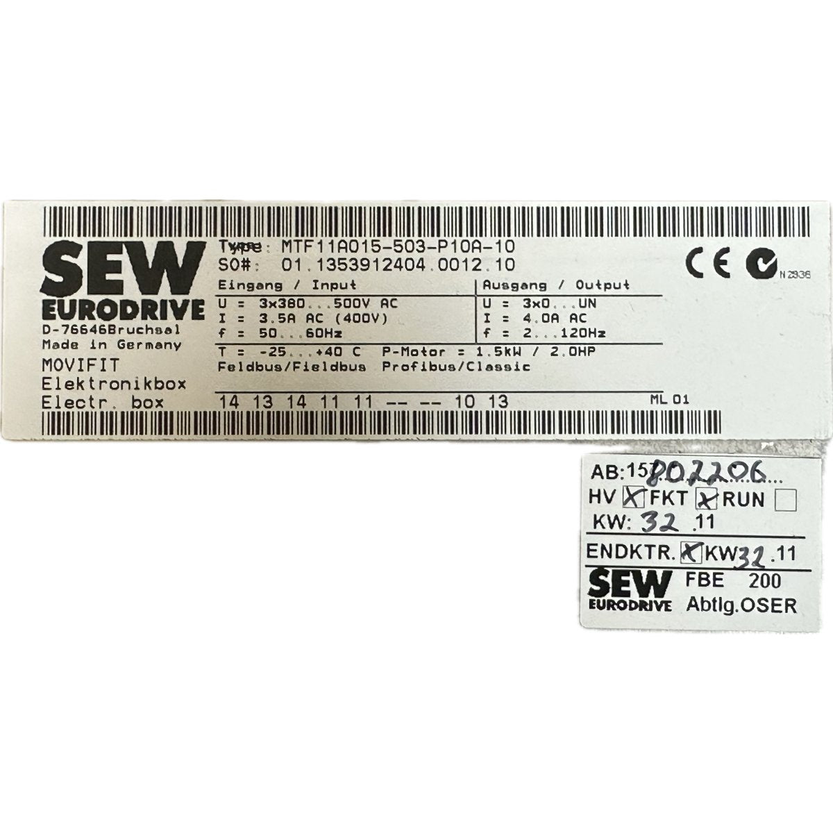 SEW MTF11A015-503-P10A-10-4