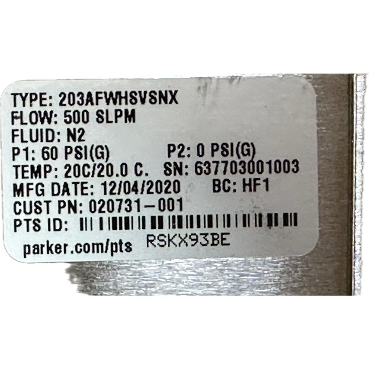 parker 203AFWHSVSNX-4