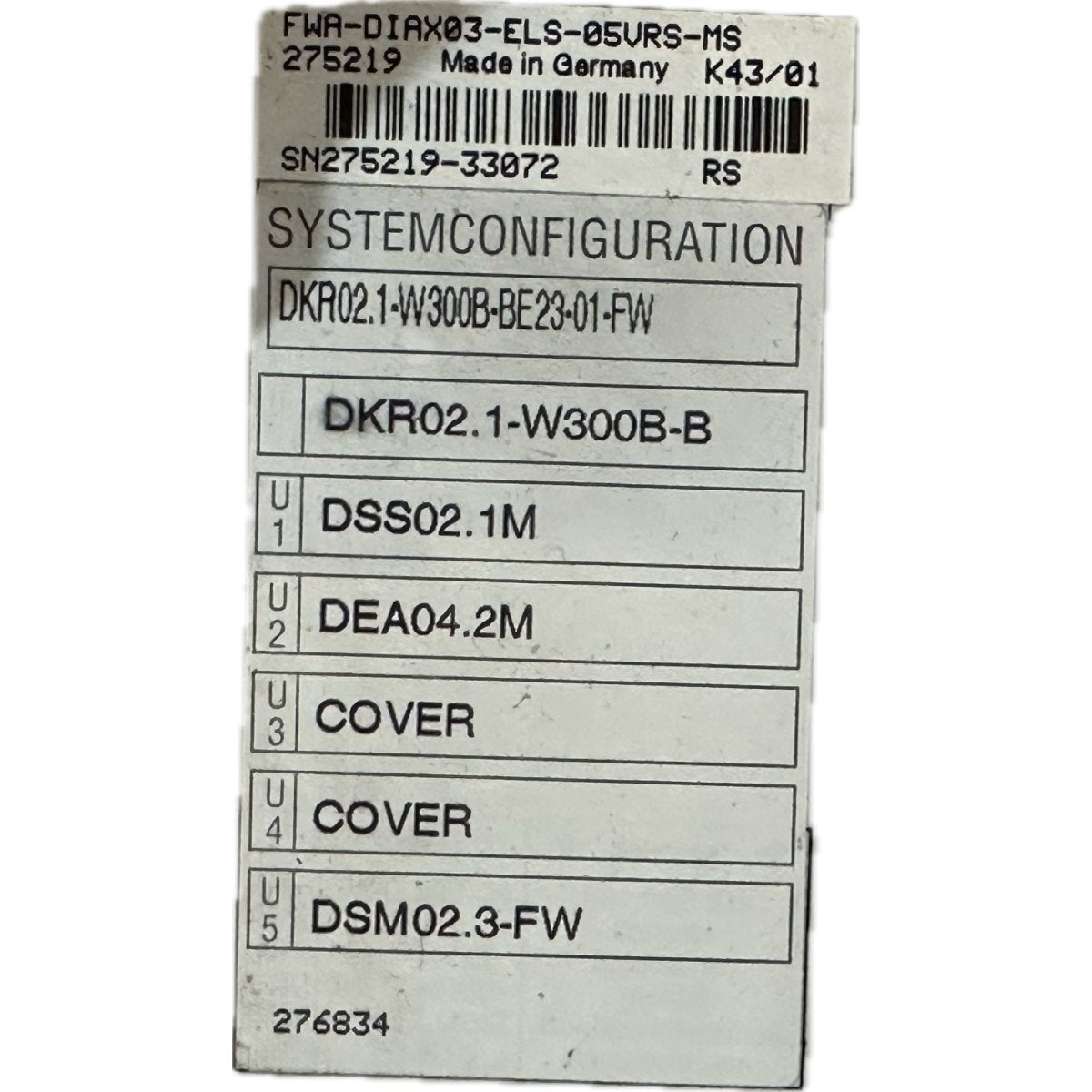 Indramat DKR02.1-W300B-BE23-01-FW-4