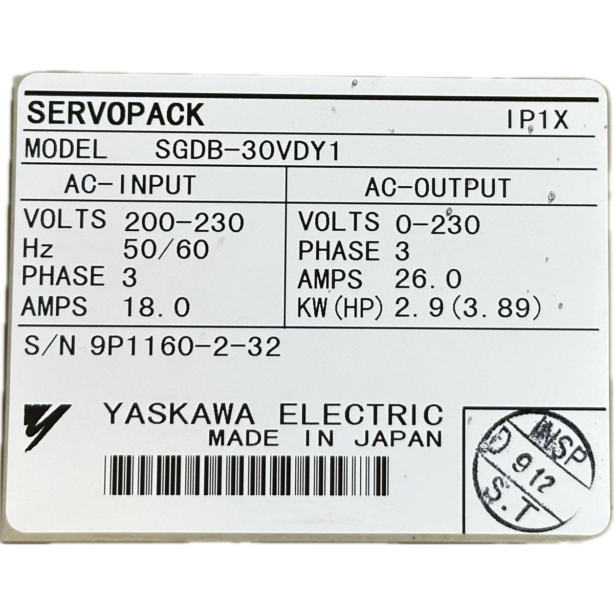 LK4322 Servopack Yaskawa SGDB-30VDY1_4