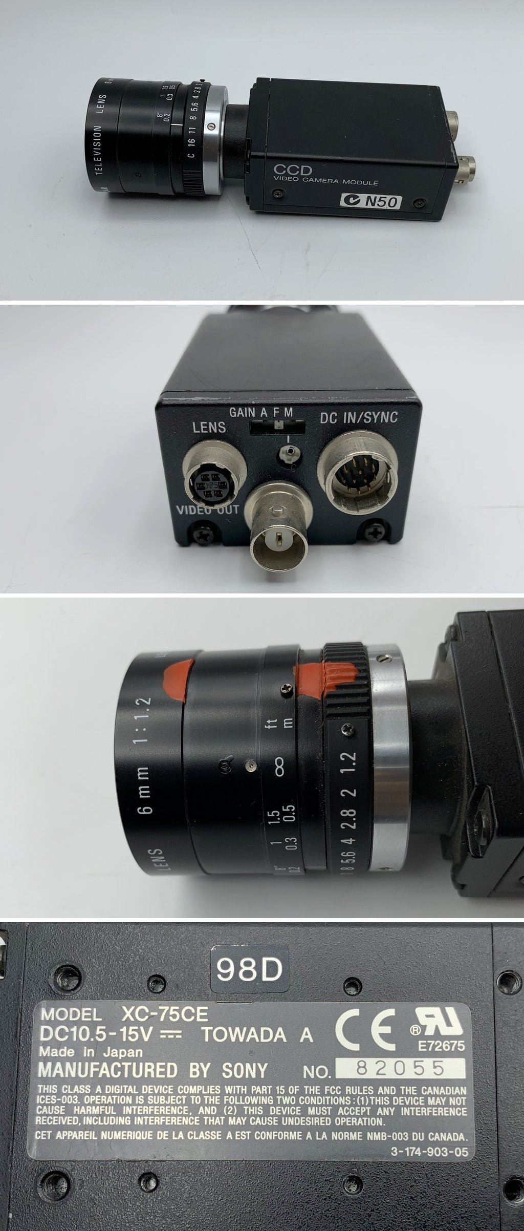 LK463 Camera Modul Sony CCD XC-75CE Cosmicar 1:1.2 6mm	