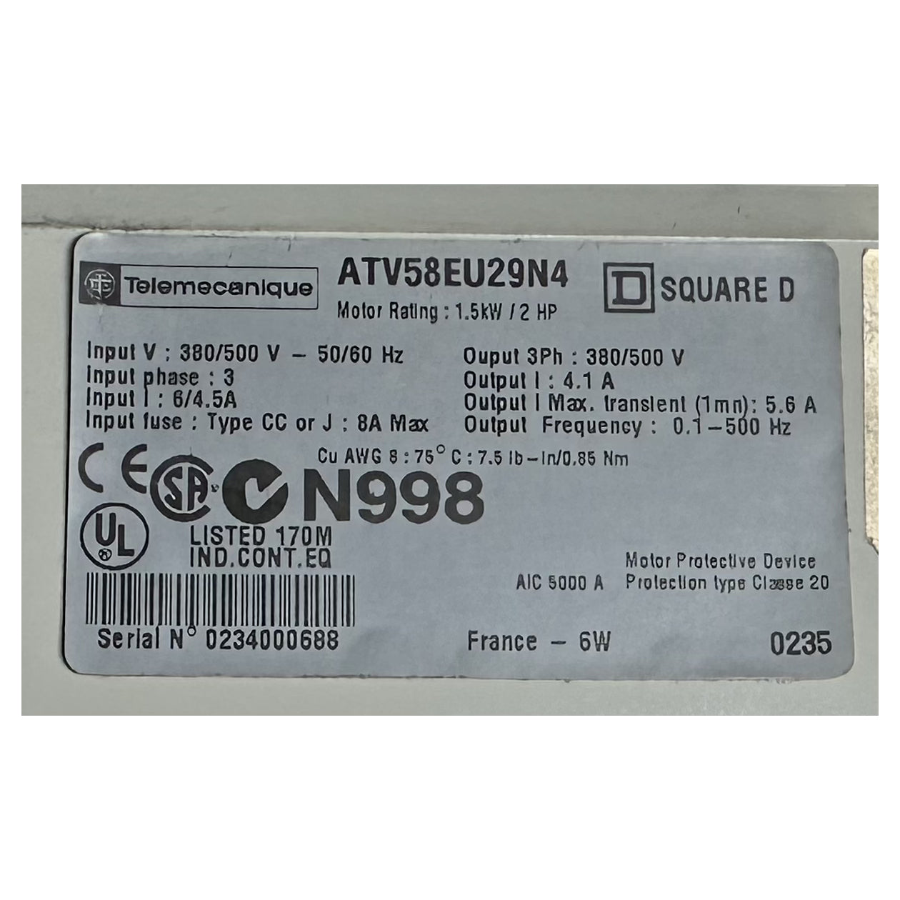 LK4733 Frequenzumrichter Telemecanique ATV58EU29N4 1,5KW 0,1-500Hz_4