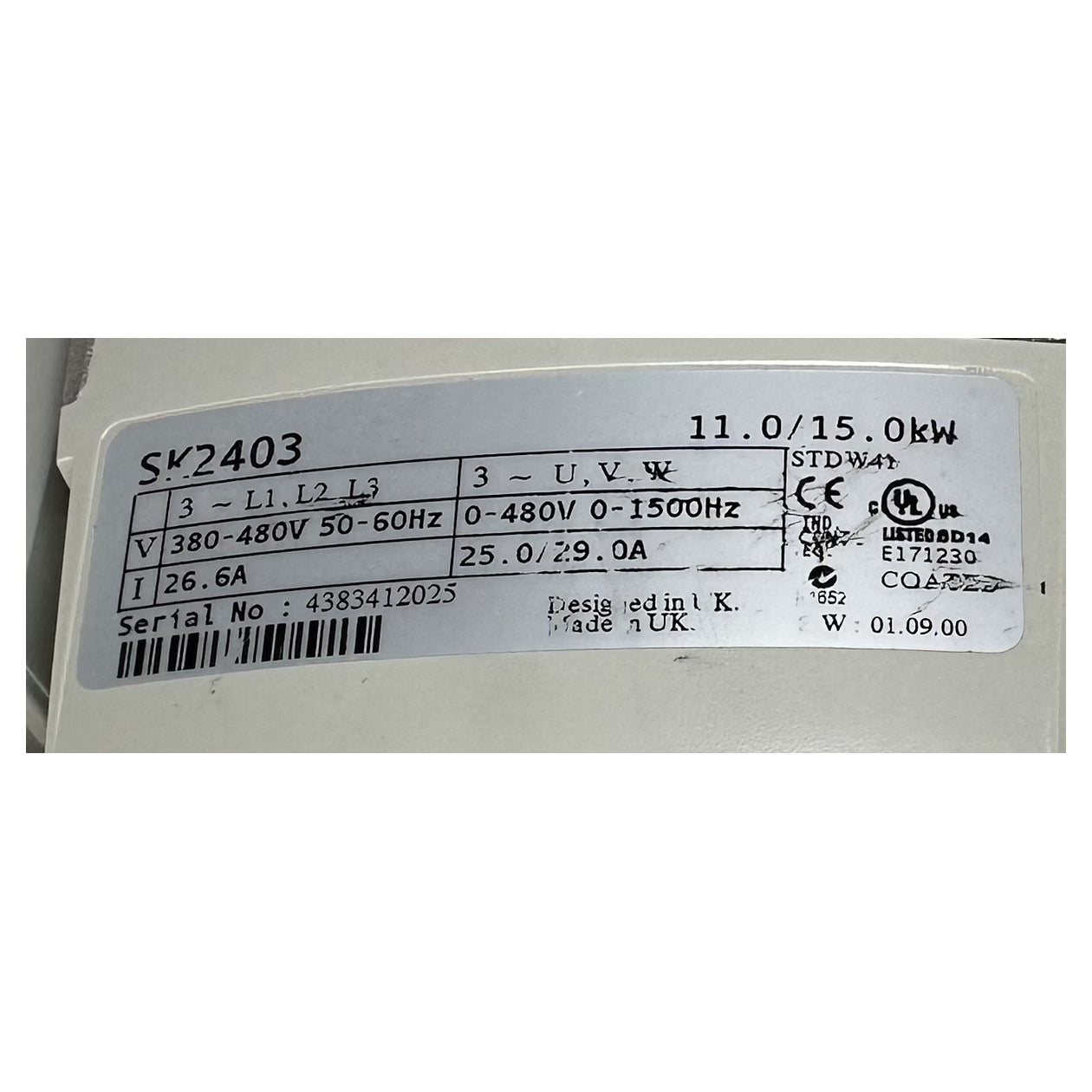 LK4756 Frequenzumrichter Control Techniques Emerson SK2403 11KW 0-150Hz_5