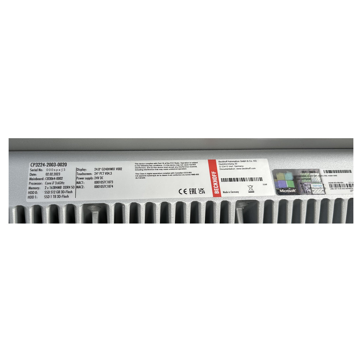 LK4777 Touchpanel PC Beckhoff CP3224-2003-0020 24" Display_4