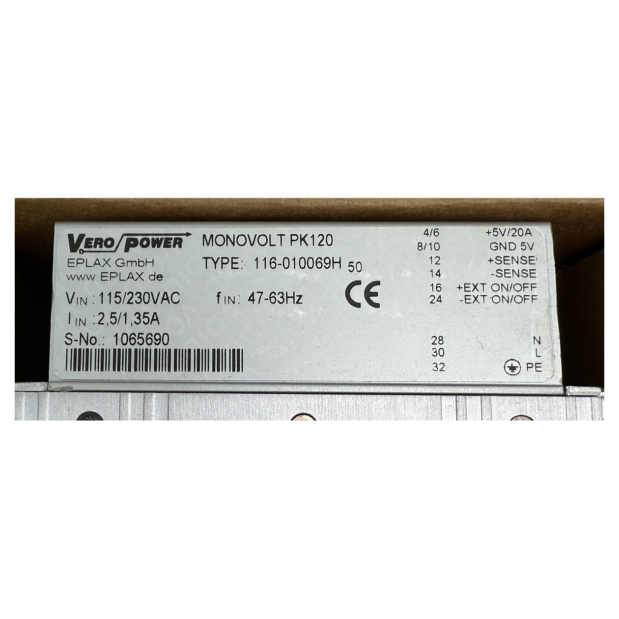 LK4839 Power Supply Vero Monovolt PK120 116-010069H 5V DC 20A_5