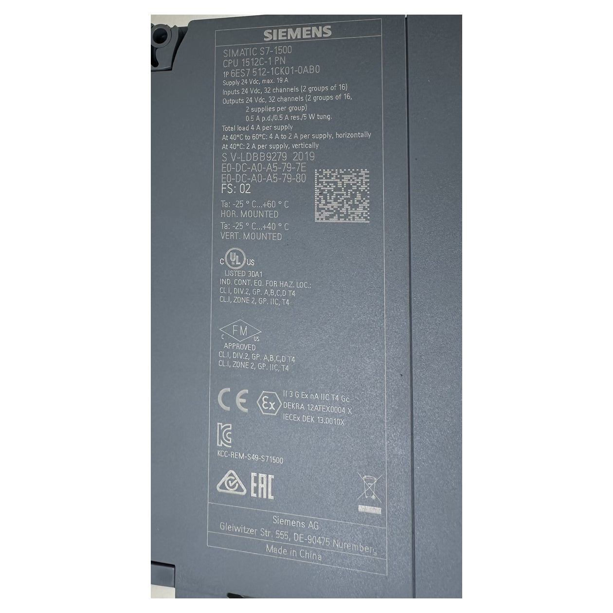 LK4945 CPU 1512C-1 PN Siemens 6ES7512-1CK01-0AB0 6ES7 512-1CK01-0AB0 E2_6