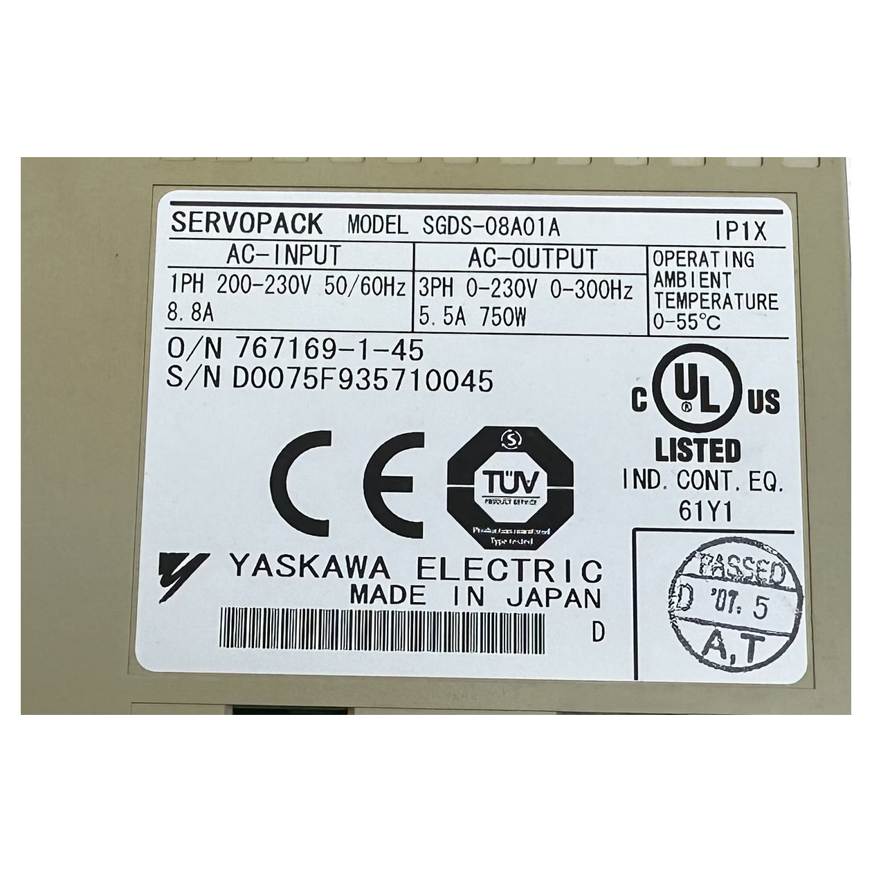 LK5059 Servoregler Yaskawa SGDS-08A01A 750W ohne Klemmen_4
