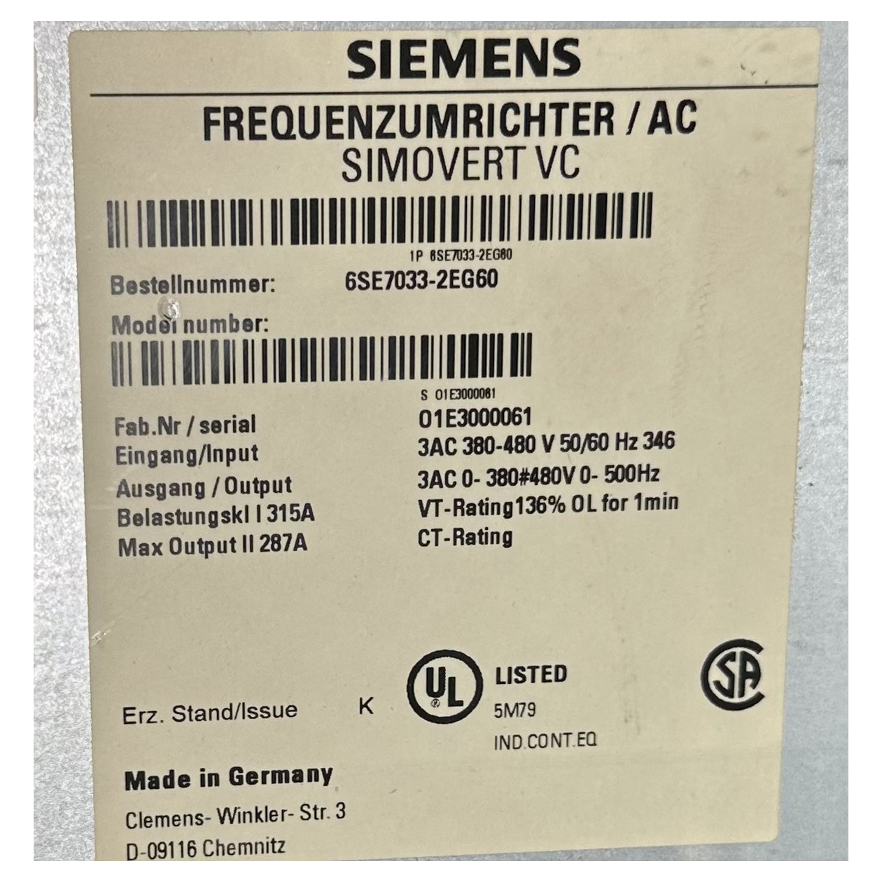 LK5130 Frequenzumrichter Siemens 6SE7033-2EG60 160KW_7