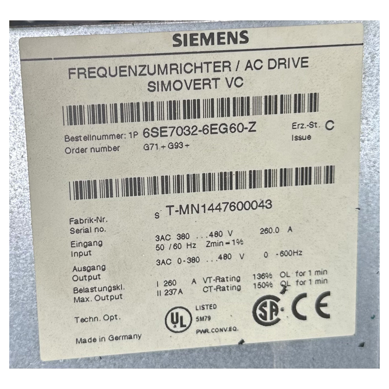 LK5131 Frequenzumrichter Siemens 6SE7033-2EG60 160KW_7