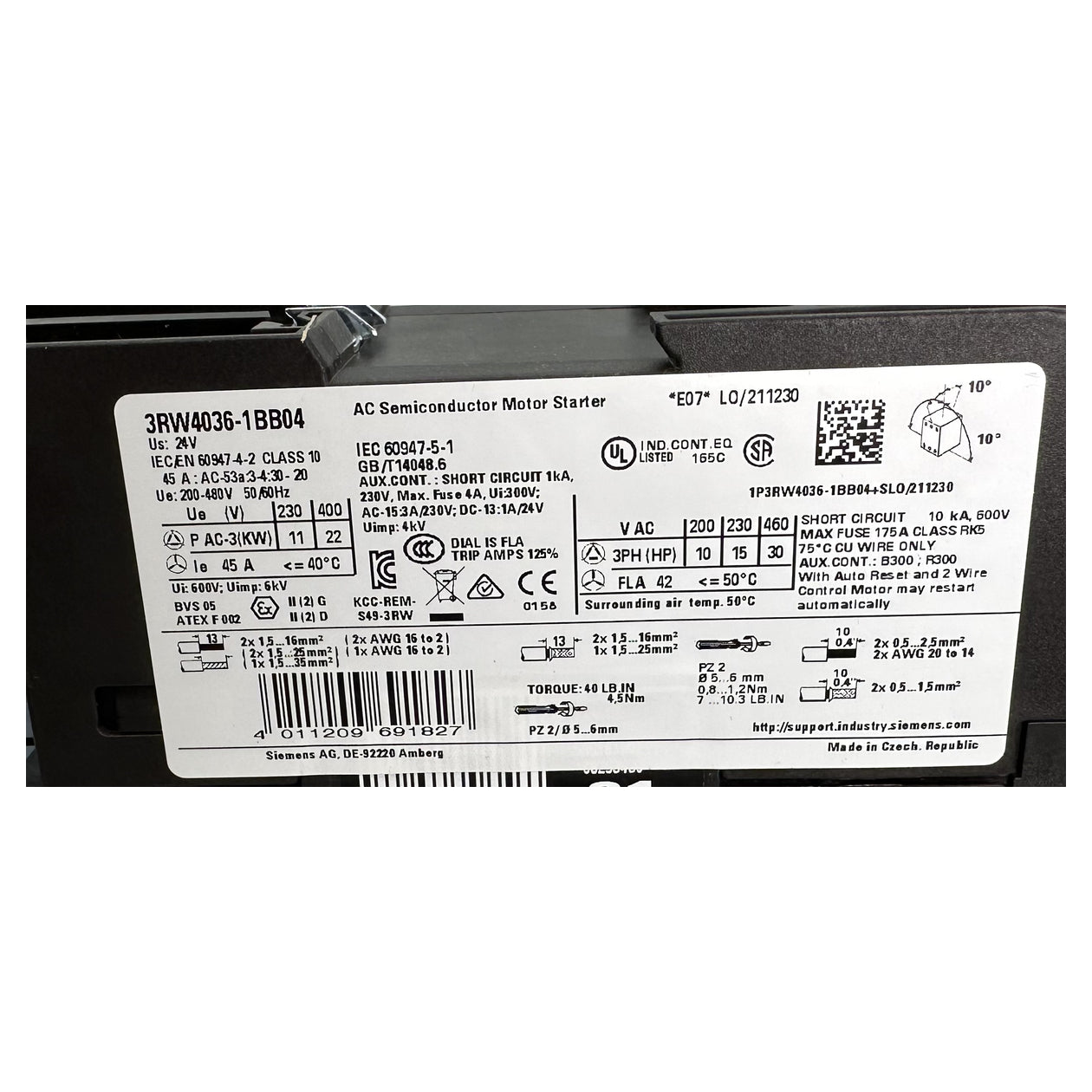 LK5151 Sanftanlauf Softstarter Siemens 3RW4036-1BB04 22KW an 400V AC_6