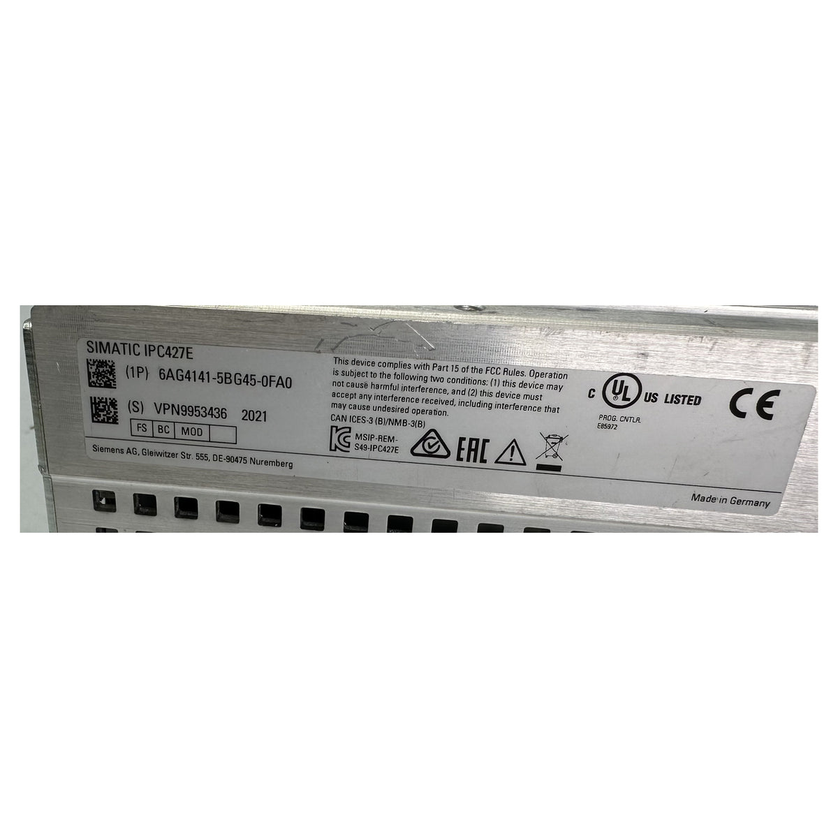 LK5219 Microbox Industrie PC IPC427E Siemens 6AG4141-5BG45-0FA0 2021_5