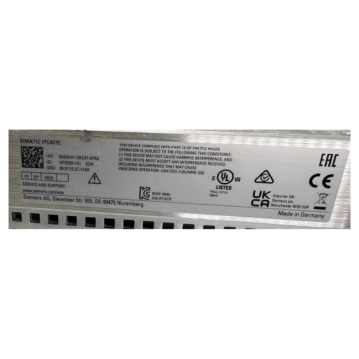 LK5222 Microbox Industrie PC IPC427E Siemens 6AG4141-5BG47-0FA0 2024_5