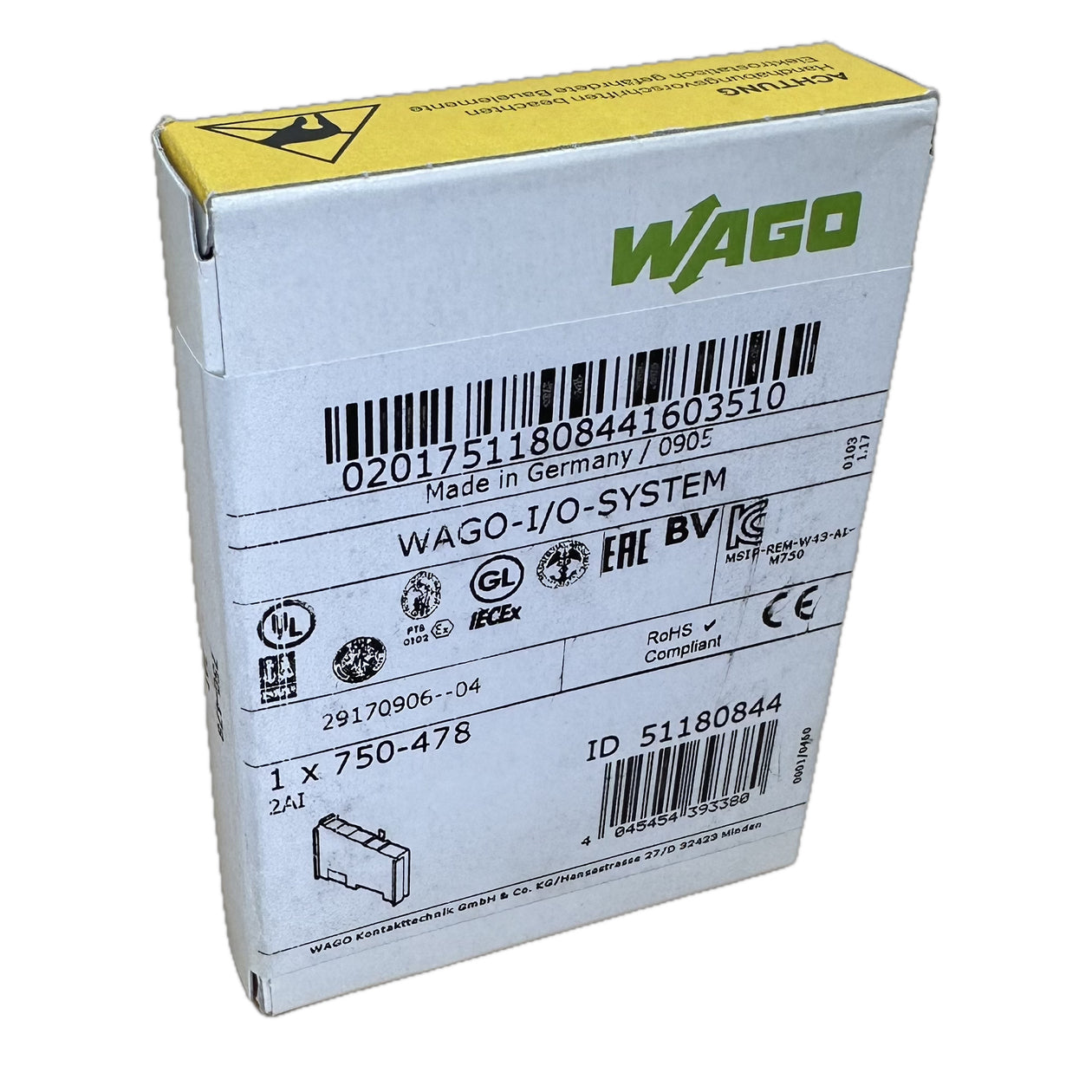 LK5256 2 Kanal Analogeingangsklemme Wago 750-478 versiegelt