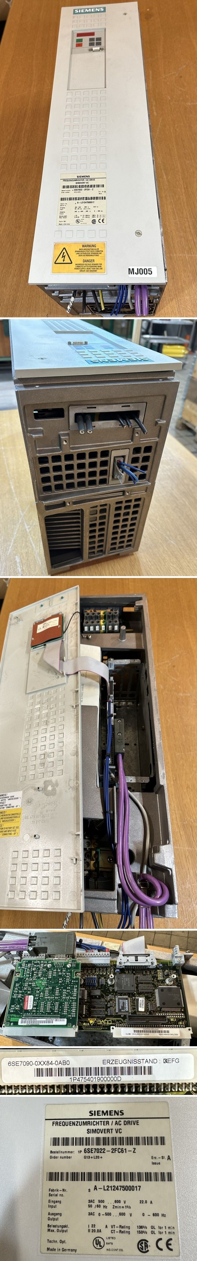 MJ005 Frequenzumrichter Siemens 6SE7022-2FC61-Z 6SE7090-0XX84-0AB0 Deckel defekt