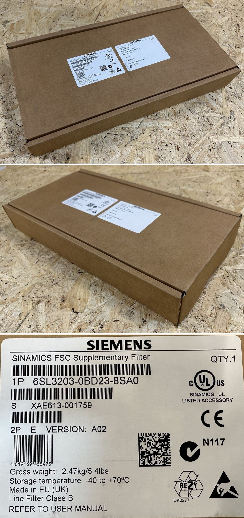 MJ042 SINAMICS FSC Supplementary Filter Siemens 6SL3203-0BD23-8SA0