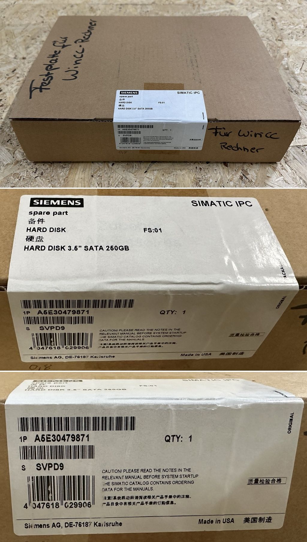 MJ087 Festplatte Siemens A5E30479871 3,5" Sata 250GB