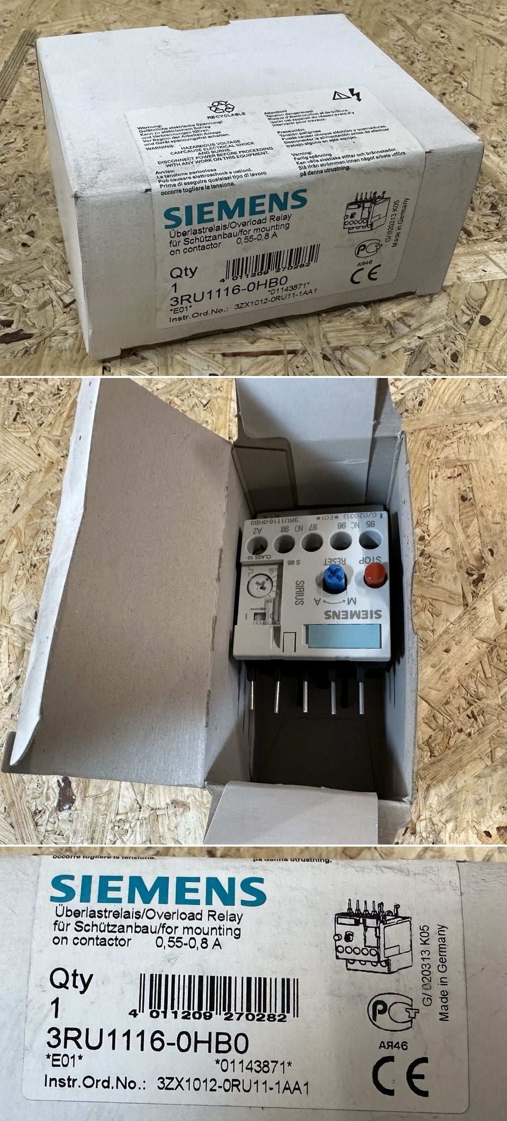 MJ105 Überlastrelais Motorschutzschalter Siemens 3RU1116-0HB0 0,55-0,8A