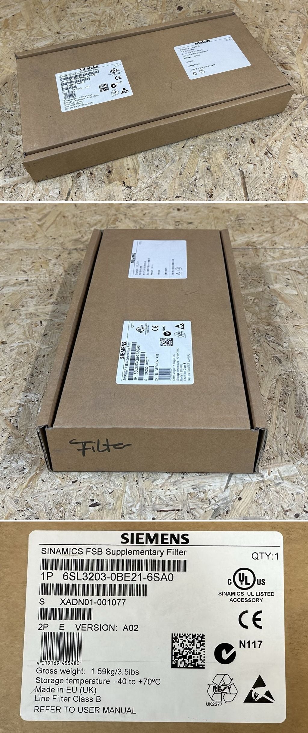 MJ126 Sinamics FSB Supplementary Filter Siemens 6SL3203-0BE21-6SA0