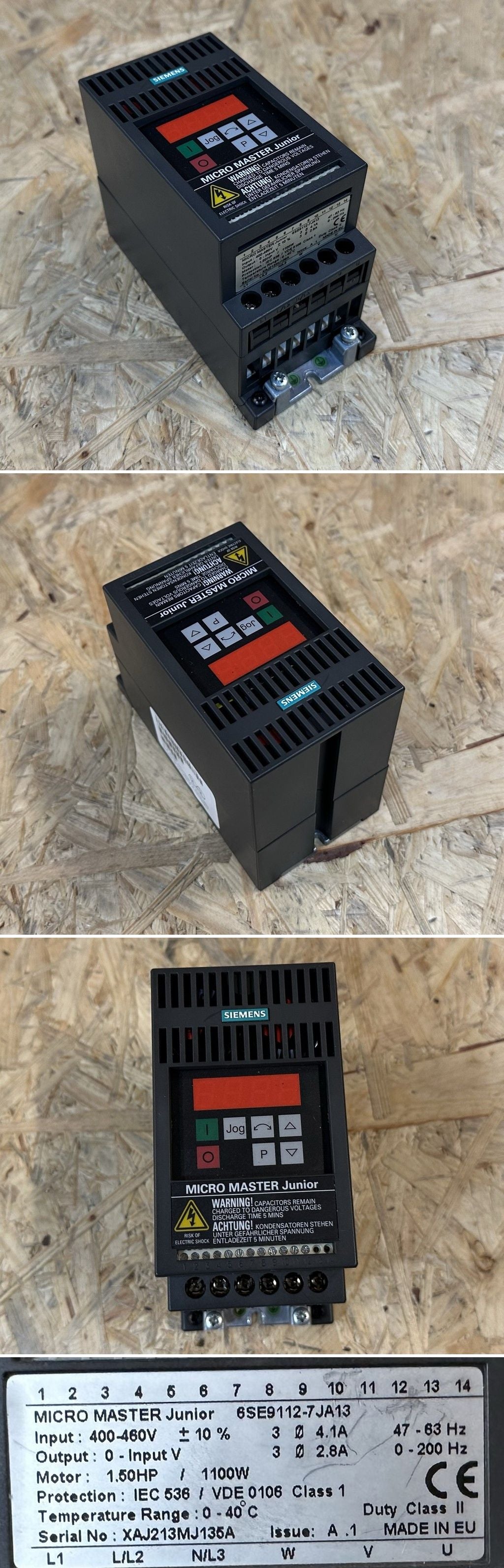 MJ325 Frequenzumrichter Micromaster Siemens 6SE9112-7JA13 1,1kW