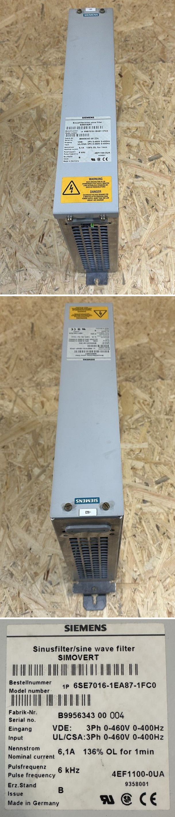 MJ374 Sinus Filter Siemens 6SE7016-1EA87-1FC0 6,1A