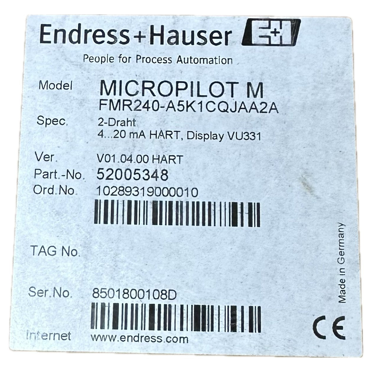 MJ631 Endress Hauser Micropilot M FMR240-A5K1CQJAA2A_4