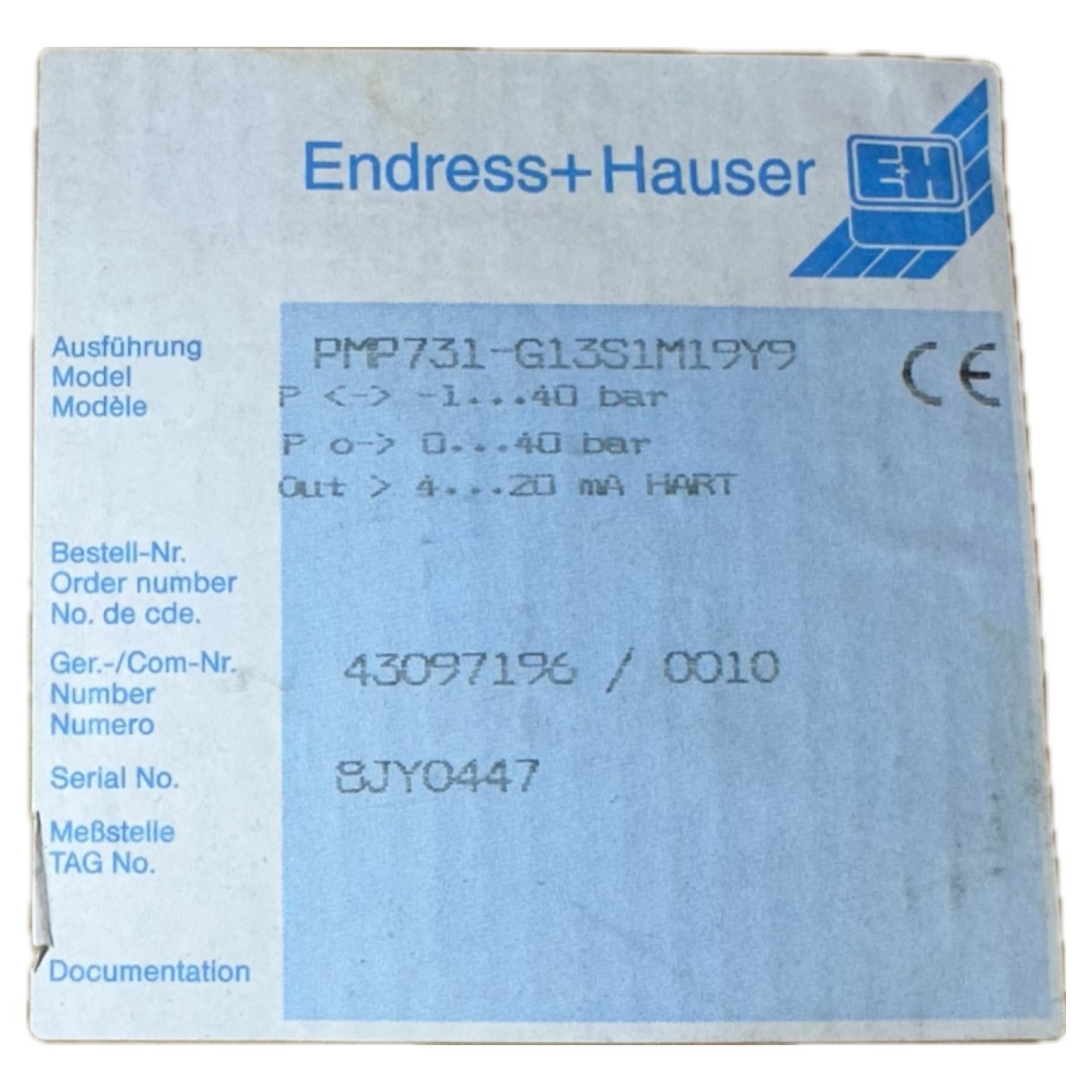 MJ632 Endress Hauser PMP731-G13S1M19Y9_7