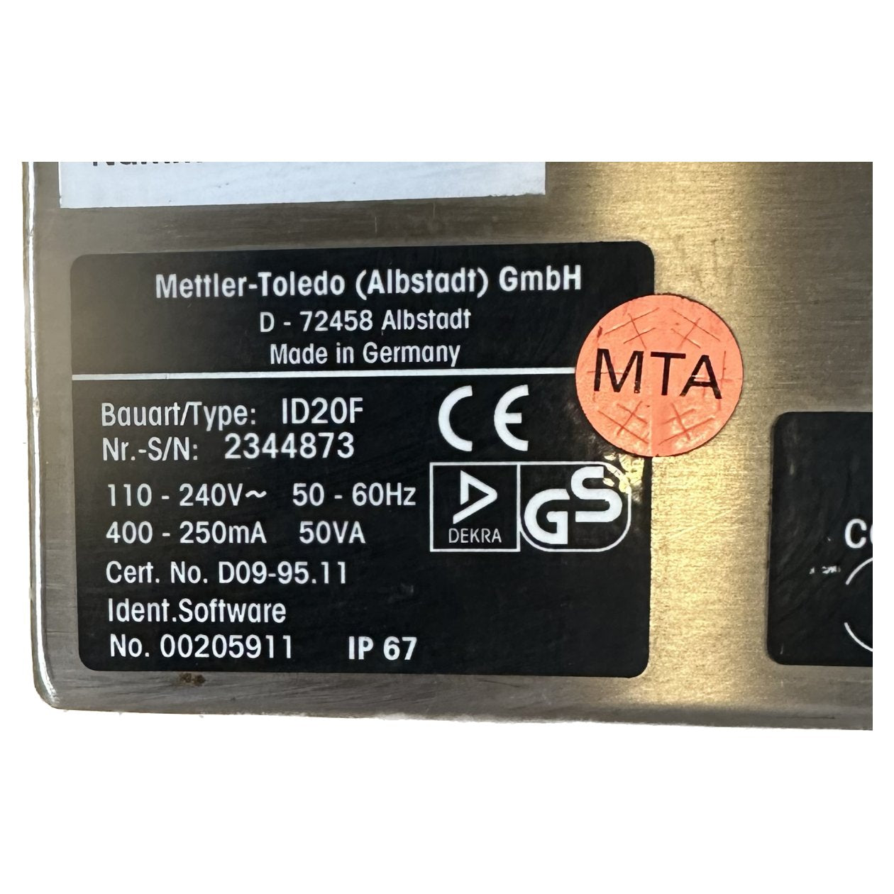 MJ786 Wägeterminal Mettler Toledo ID20F 2344873-4