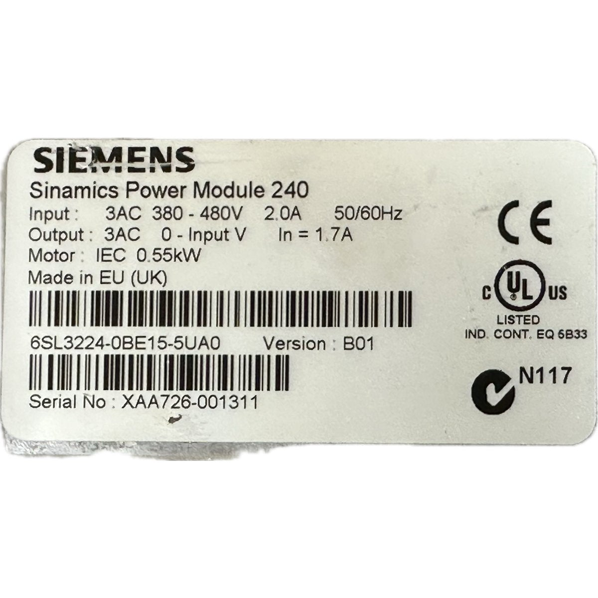 Siemens 6SL3224-0BE15-5UA0-4