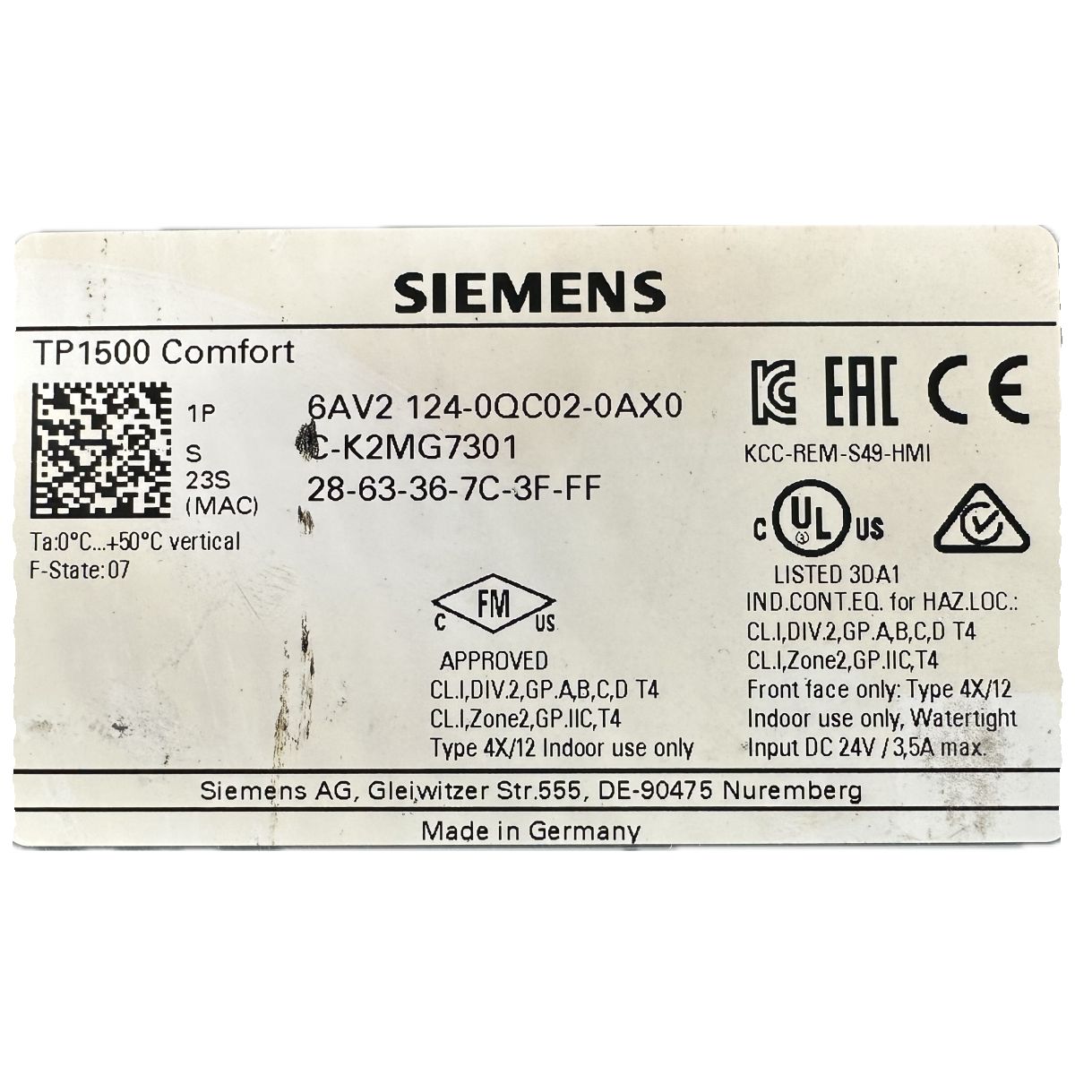 NJ006 Bedienpanel Siemens 6AV2124-0QC02-0AX0_4