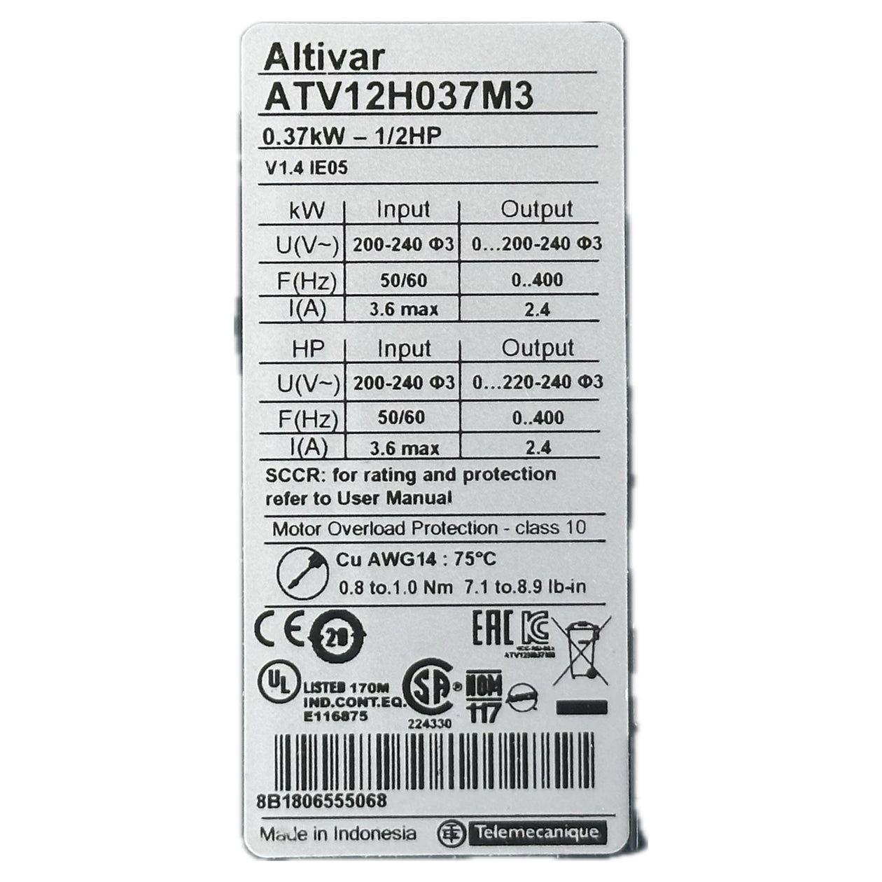 NJ271 Frequenzumrichter Altivar 12 Schneider ATV12H037M3 0,37kW_4