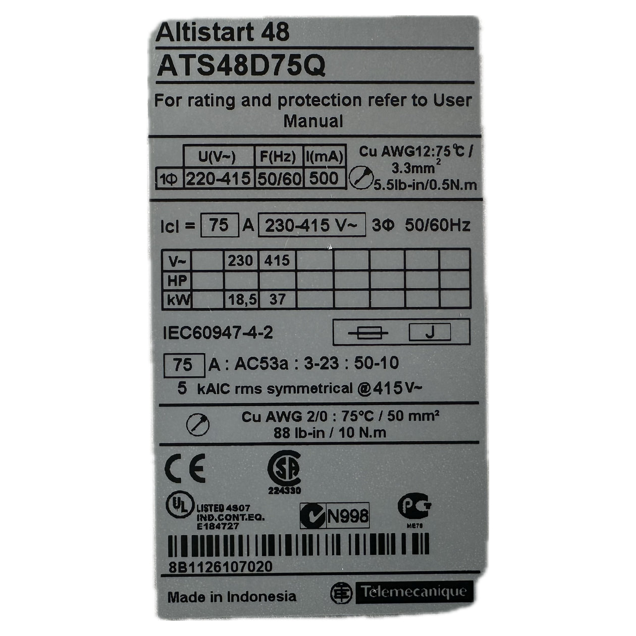 NJ296 Softstarter Schneider Altistart 48 ATS48D75Q_4