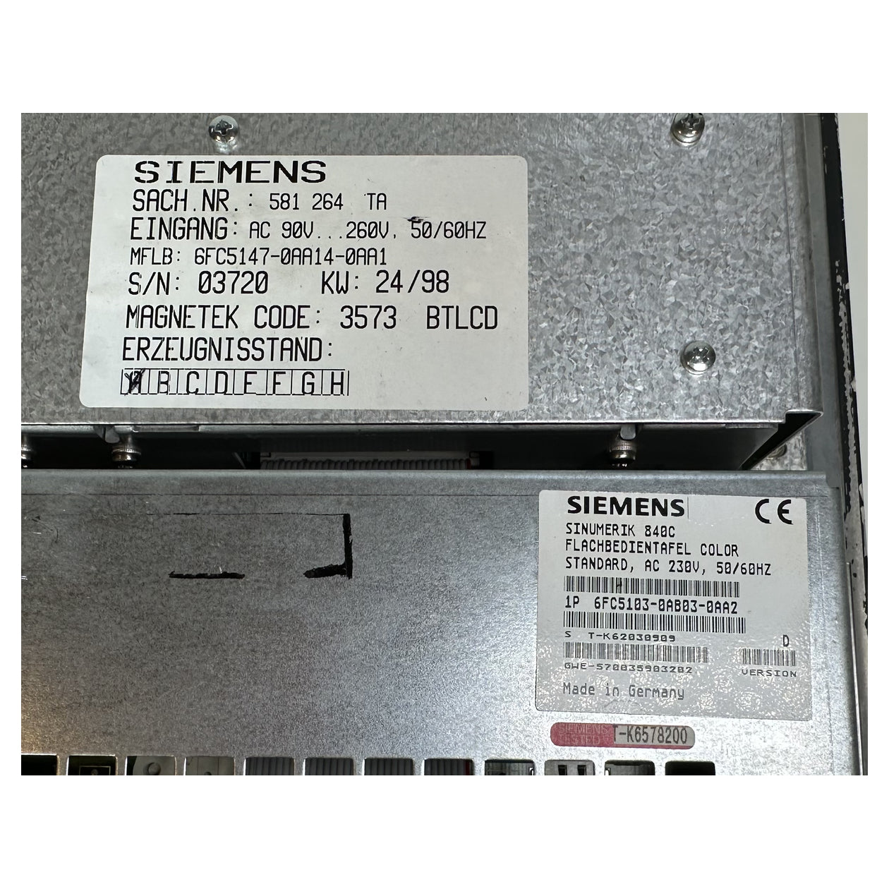 NJ352 Sinumerik 840C/840CE 19" Flachbedientafel Siemens 6FC5103-0AB03-0AA2_4