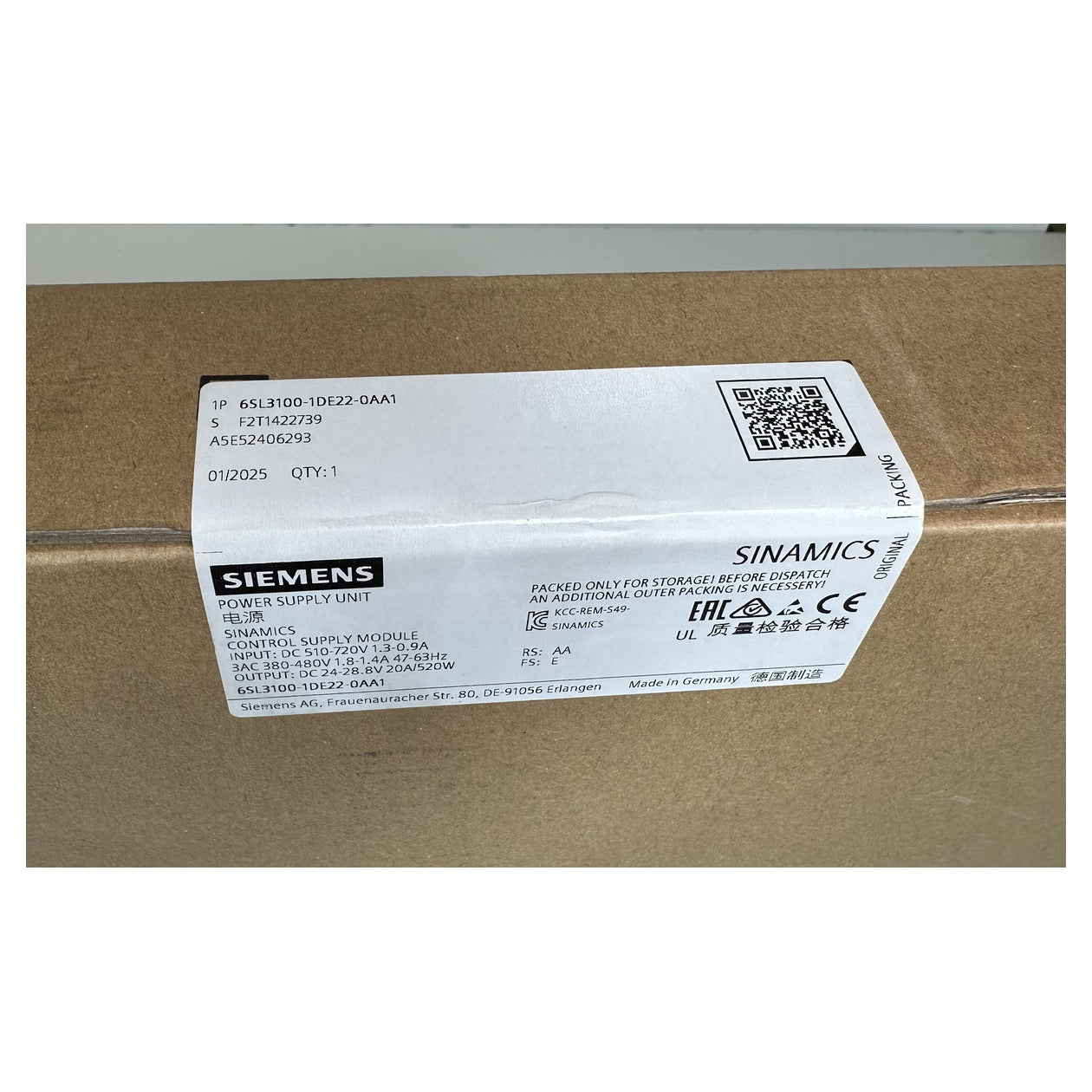 NJ358 Sinamics Control Supply Module Siemens 6SL3100-1DE22-0AA1 versiegelt_2
