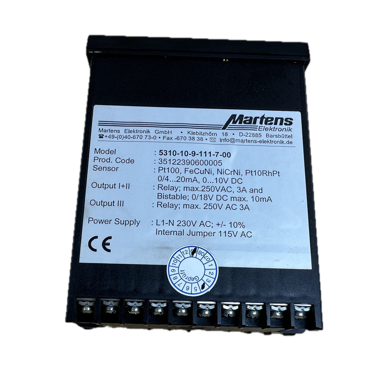 NJ391 Einbau-Messregler Martens 5310-10-9-111-7-00 ohne Halteklammern_3