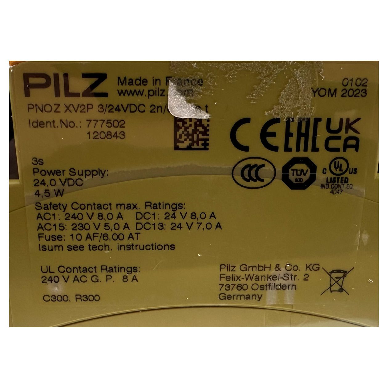 NJ530 Sicherheitsrelais Pilz PNOZ XV2P 3/24VDC 2n/o 2n/o t_5