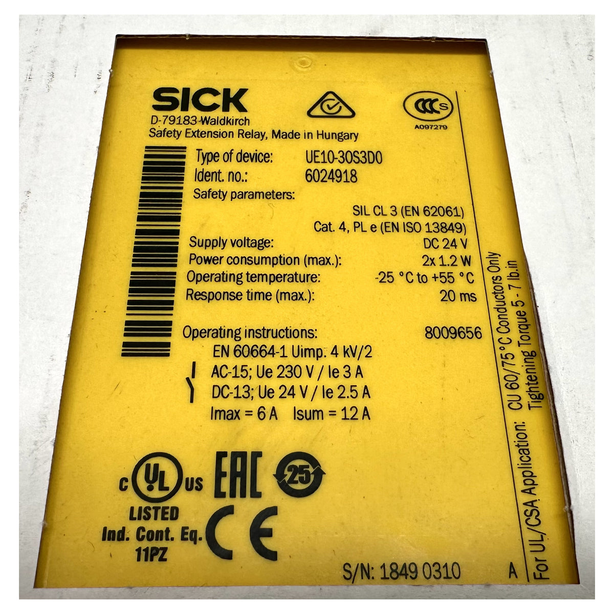NJ535 Sicherheits Erweiterungs Relais Sick UE10-30S3D0 6024918 OVP_3