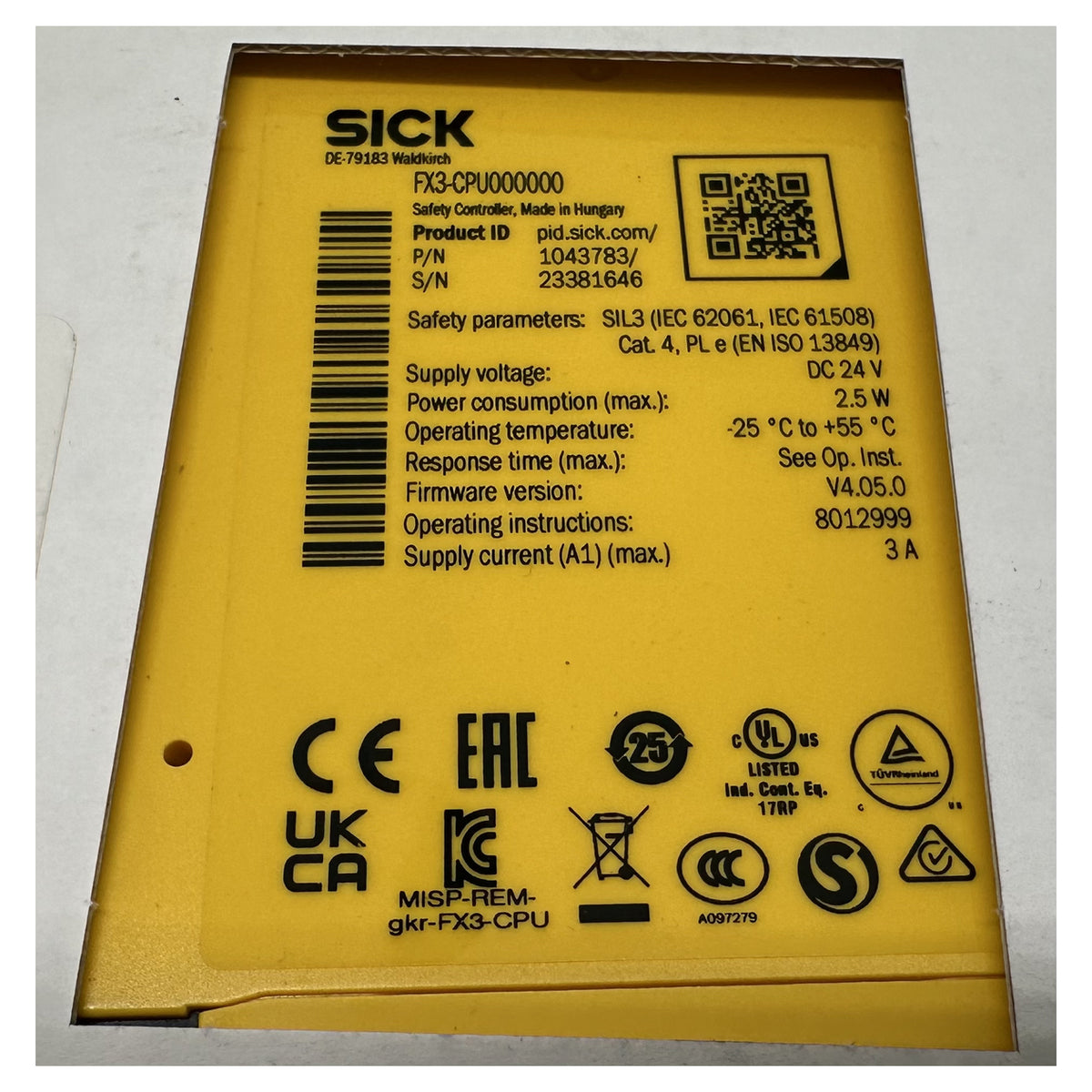 NJ536 Sicherheitssteuerungs-Hauptmodul Sick FX3-CPU000000 1043783 OVP_3
