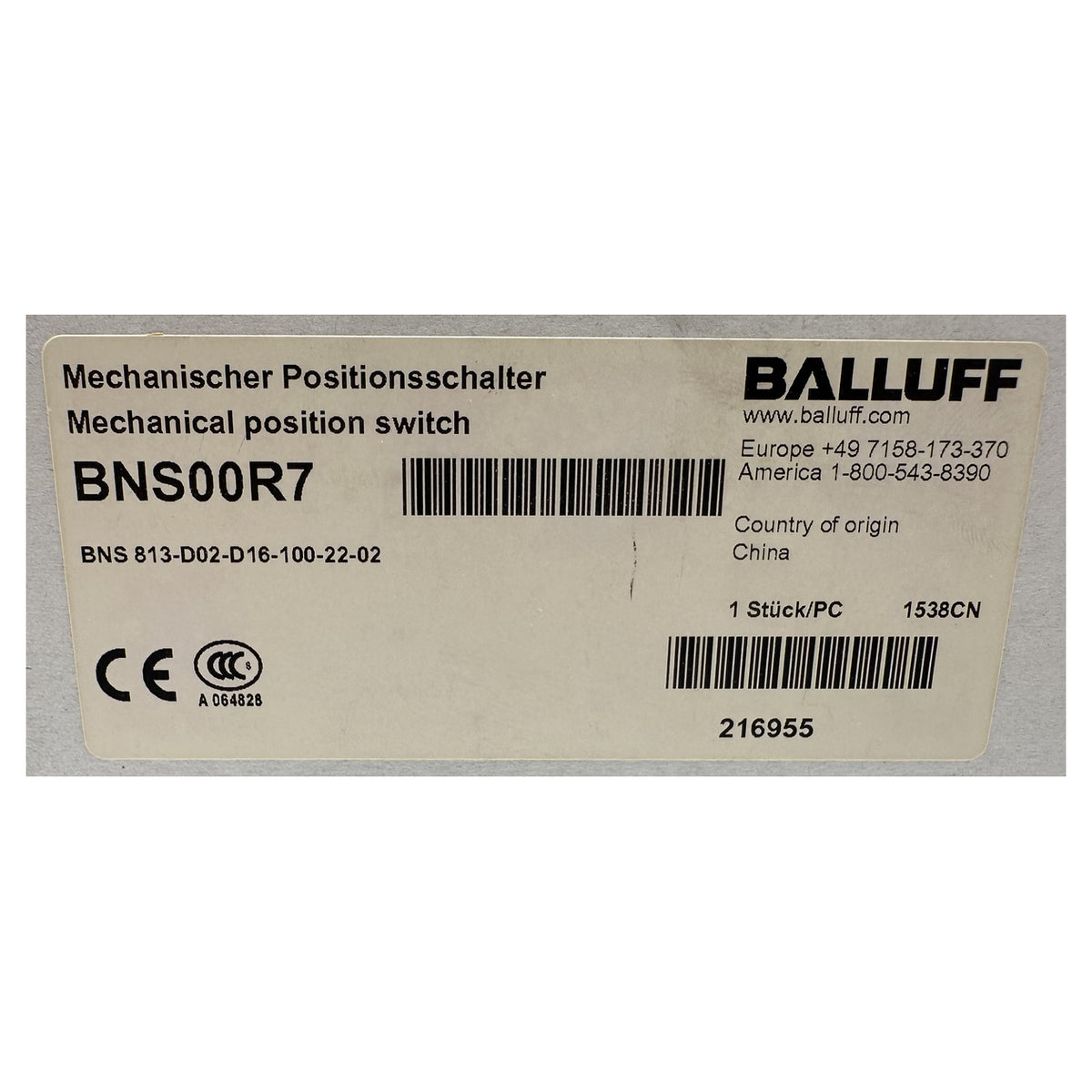 NJ546 Mechanical Position Switch Balluff BNS00R7 Sealed_2
