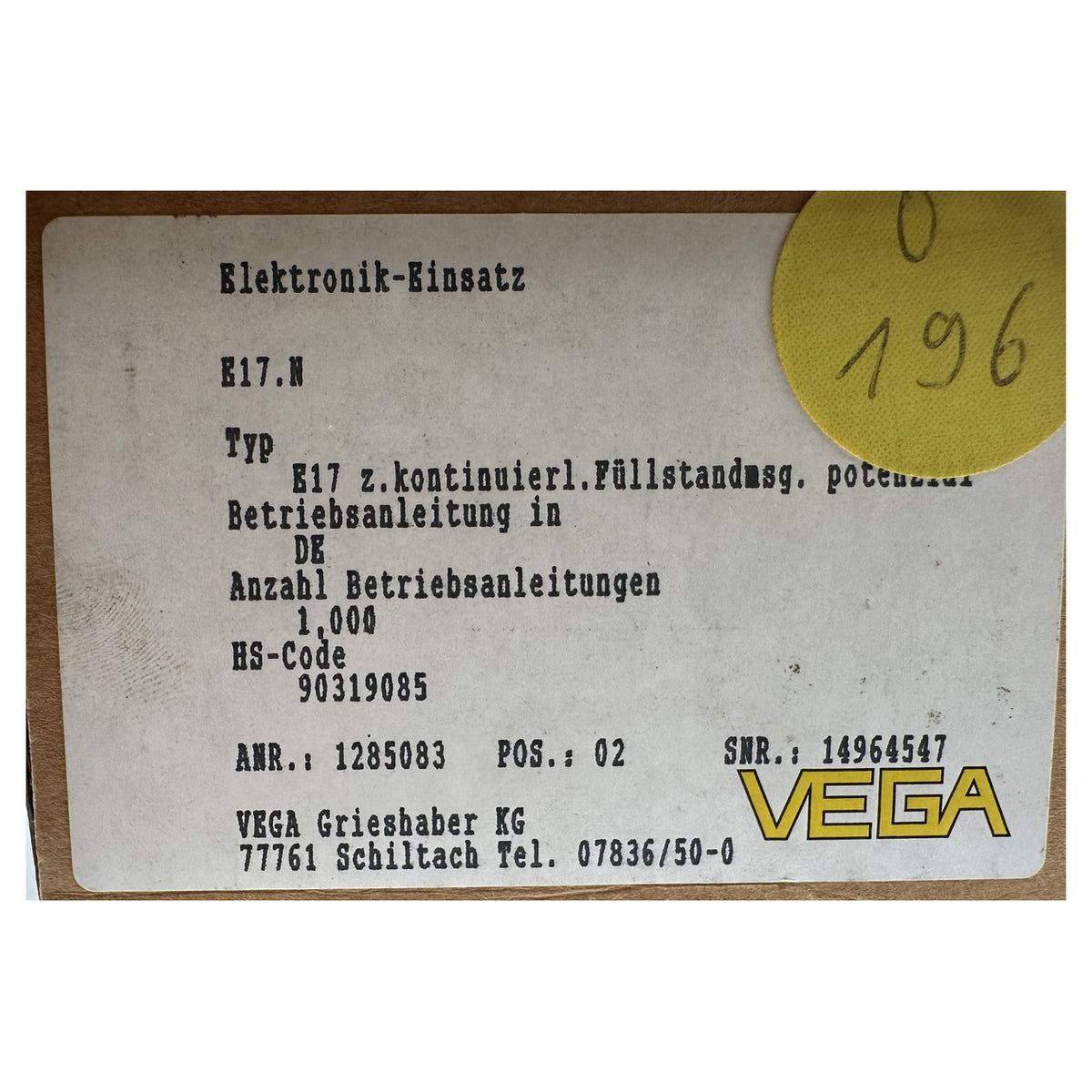 NJ572 Electronics insert Vega E17 OVP_6