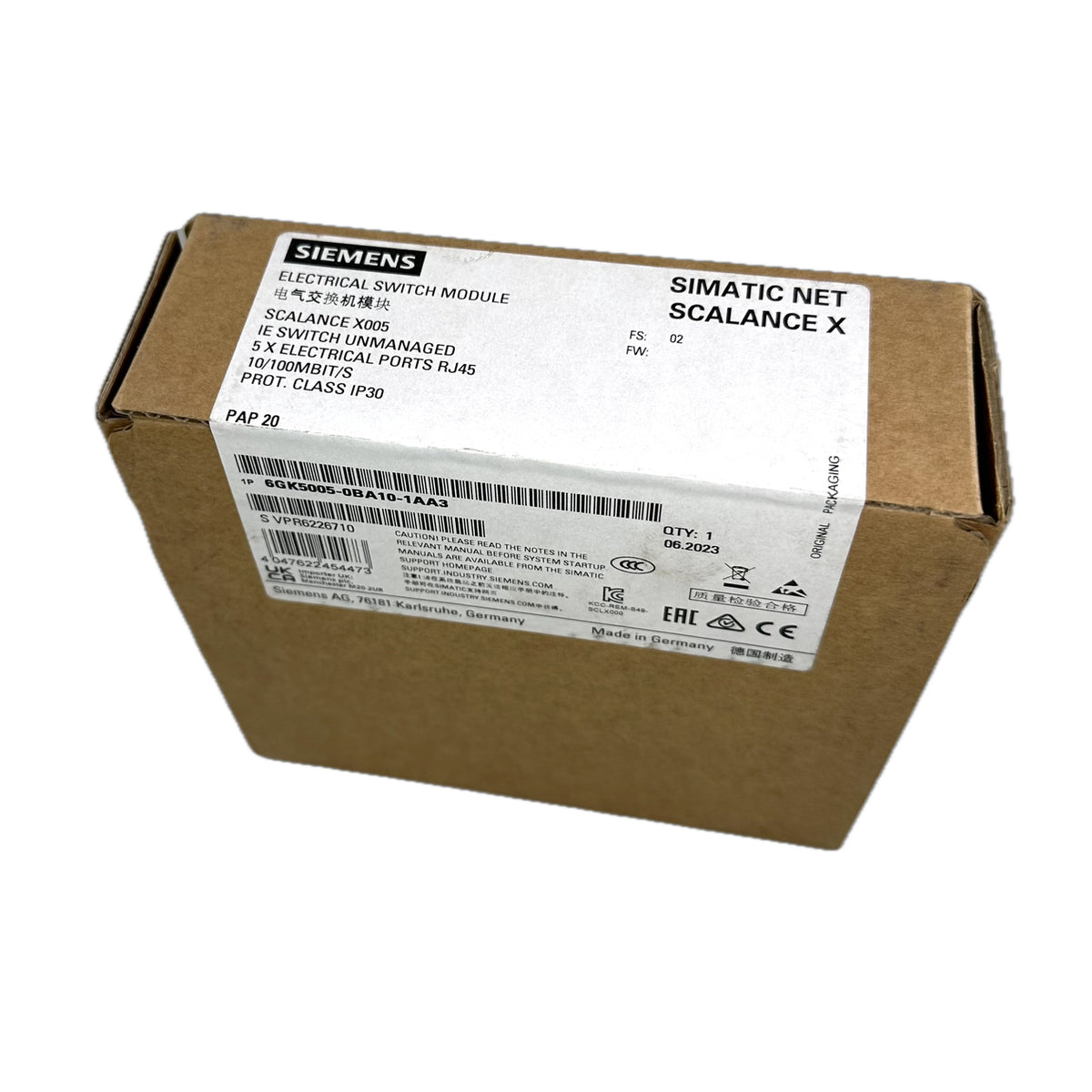 NJ608 Scalance X005 IE Entry Level Switch Siemens 6GK5005-0BA10-1AA3 versiegelt